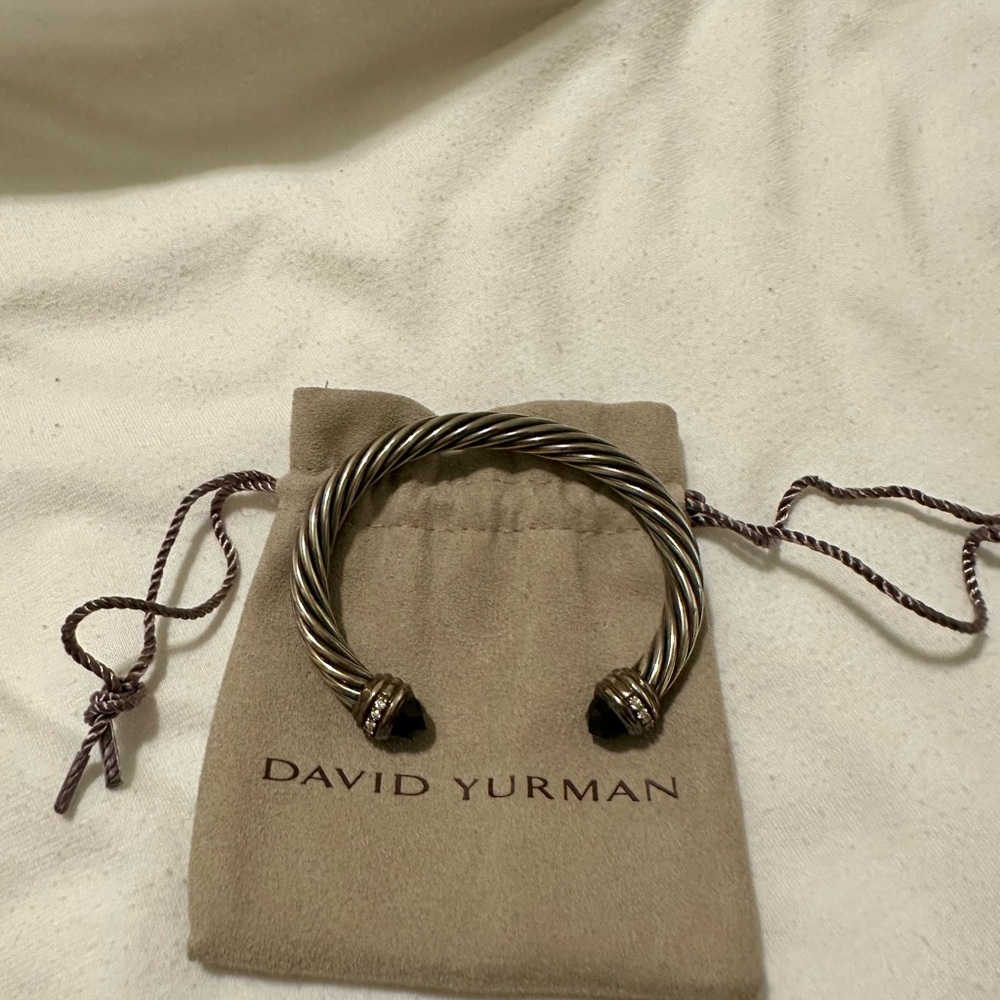 David Yurman Twisted Silver Bracelet with Black Accents